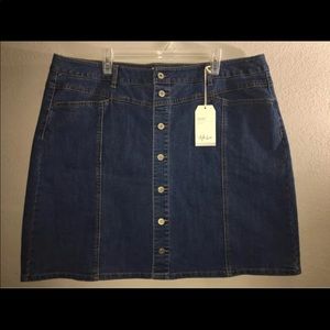 plus size button up denim jean skirt